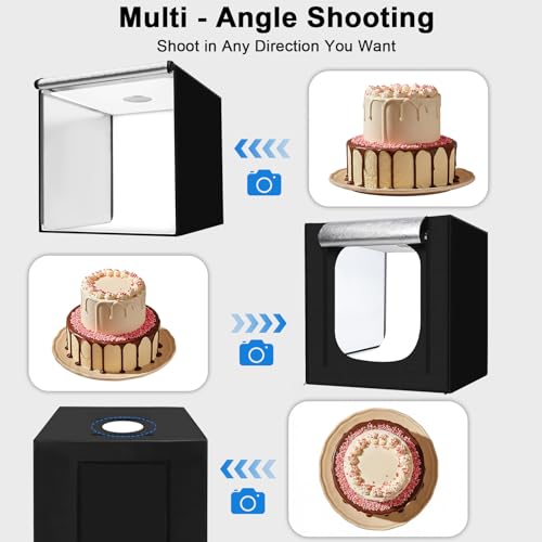 48"x48"x40" Large Photo Studio Light Box Photography, 4 Light LED Panels Dimmable Shooting Tent with 3 Color Backdrops Continuous Lighting Softbox for Bulky Items Photography - size: 48x48 in (4 LED Strips)