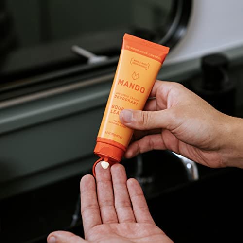 Mando Bourbon Leather Body Deodorant - 72 Hour Odor Control, Aluminum Free, Baking Soda Free - 3.0 Oz Tube and 2.6 Oz Solid Stick