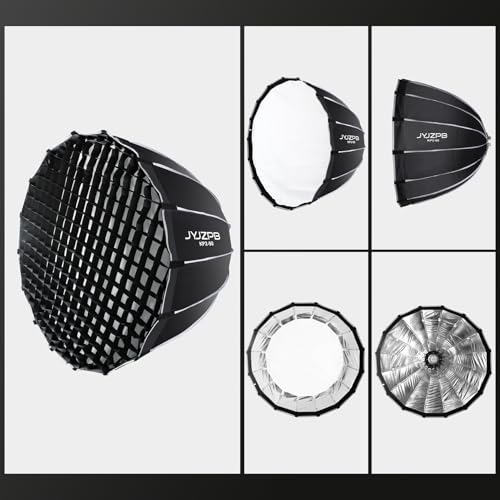JYJZPB 35.4"/90cm Parabolic Softbox 16 Umbrella Bones with Diffusers/Honeycomb Grid/Bag Quick Release Softbox Bowens Mount Compatible for Professional Photography Studio Speedlight, COB Lights