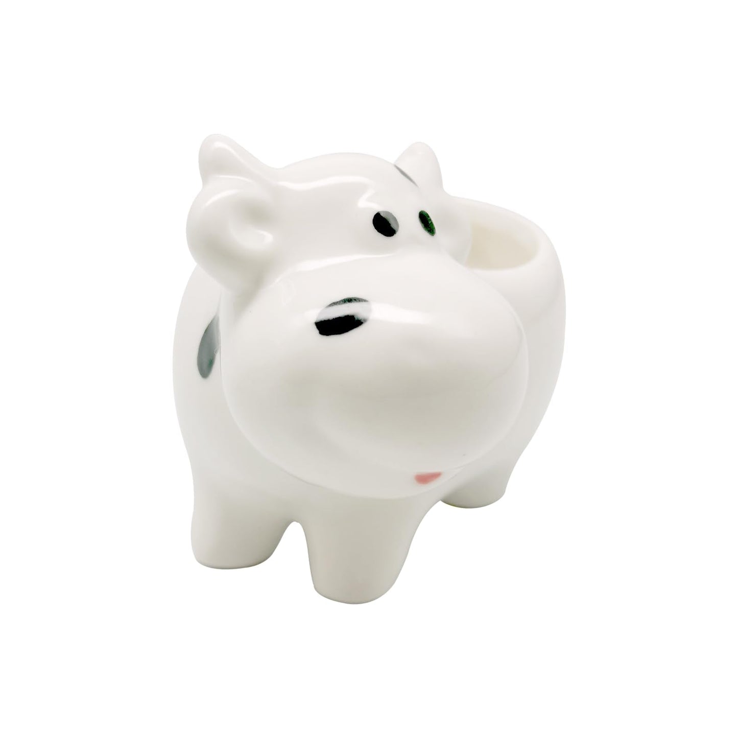DIYOMR Cute Animal Planter Cow Dog Shaped Funny Small Succulent Pot White Ceramic Plant Pot with Tray for Mini Plants Flowers Cactus, Smooth Ceramic - Plants Not Included (Cow)