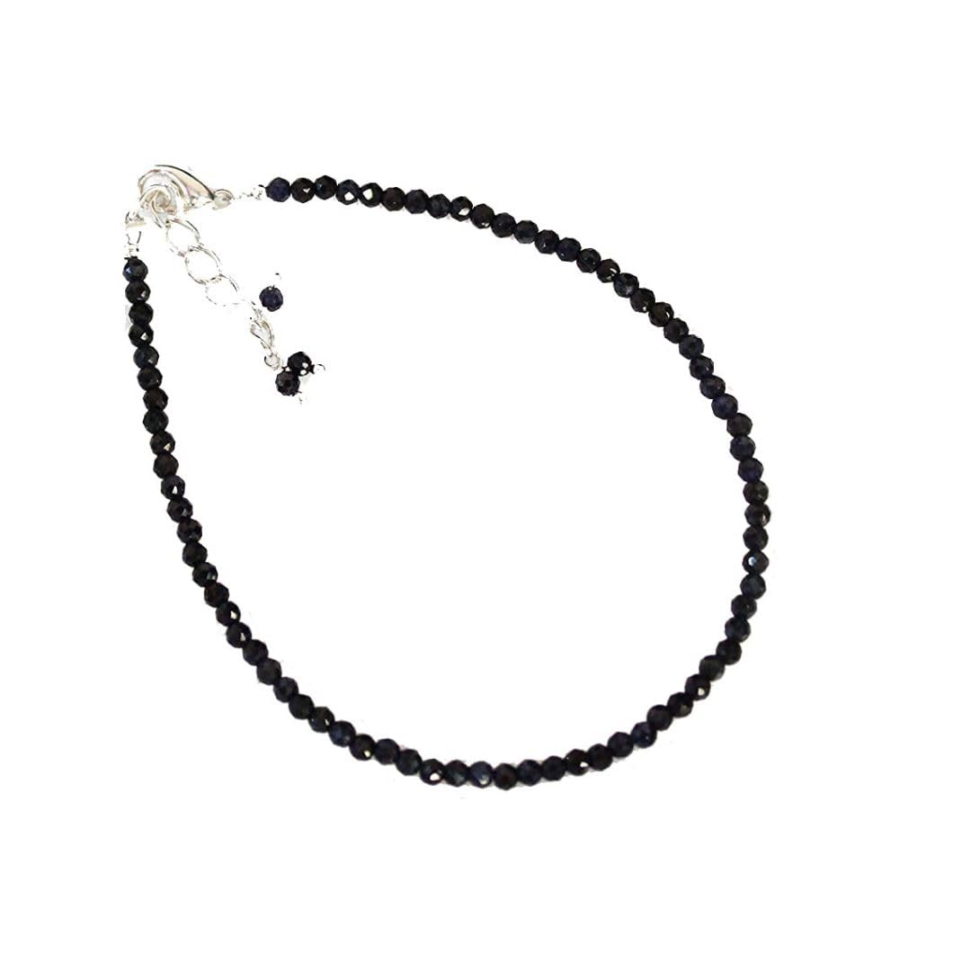Gempires Blue Sapphire Bracelet for Women | Dainty Handmade Gemstone Beads 2.5 mm | Minimalist Stacking Bracelet | Lightweight Everyday Jewelry | September Birthstone Gift