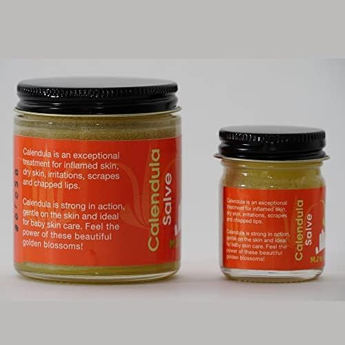MJ’s Herbals Calendula Salve - Skin Soothing Balm, Coconut-Free Salve Made w/Calendula Blossoms and Propolis Beeswax (4 oz)