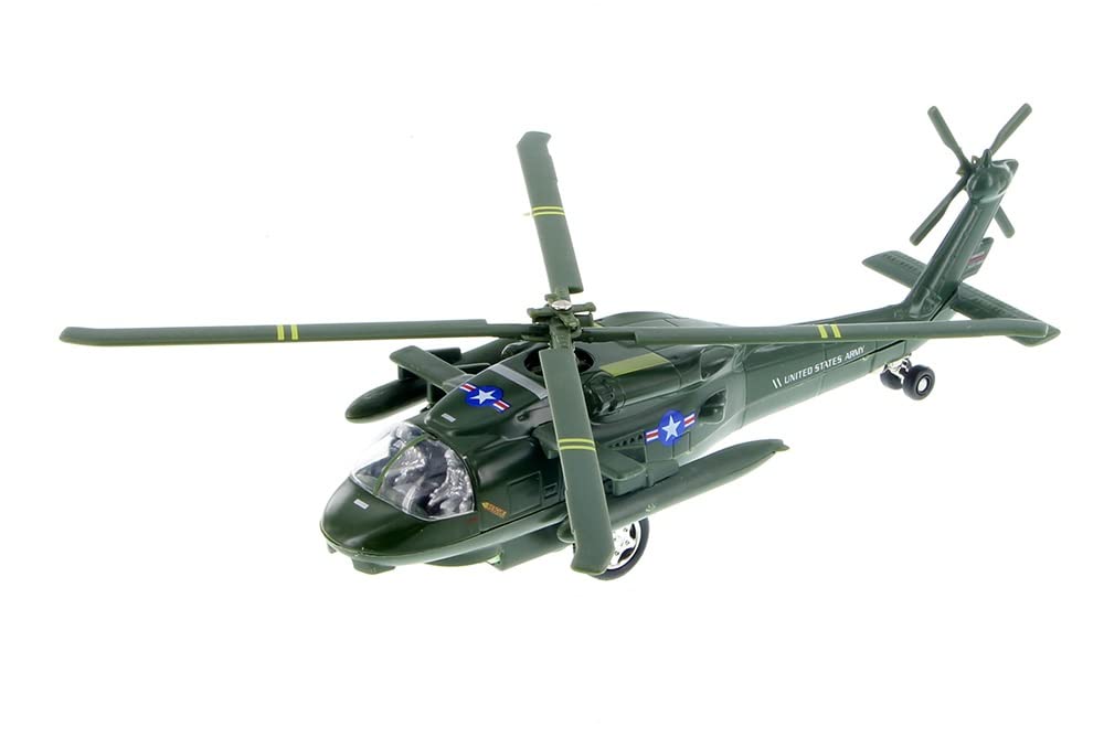 Playmaker Toys U.S. Army Sikorsky UH-60 Black Hawk Helicopter 10" Die Cast Metal Model Toy (1 at Random, Color May Very)