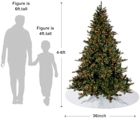 Poise3EHome Silver Christmas Tree Skirt, 36 Inch Sequin Tree Skirt