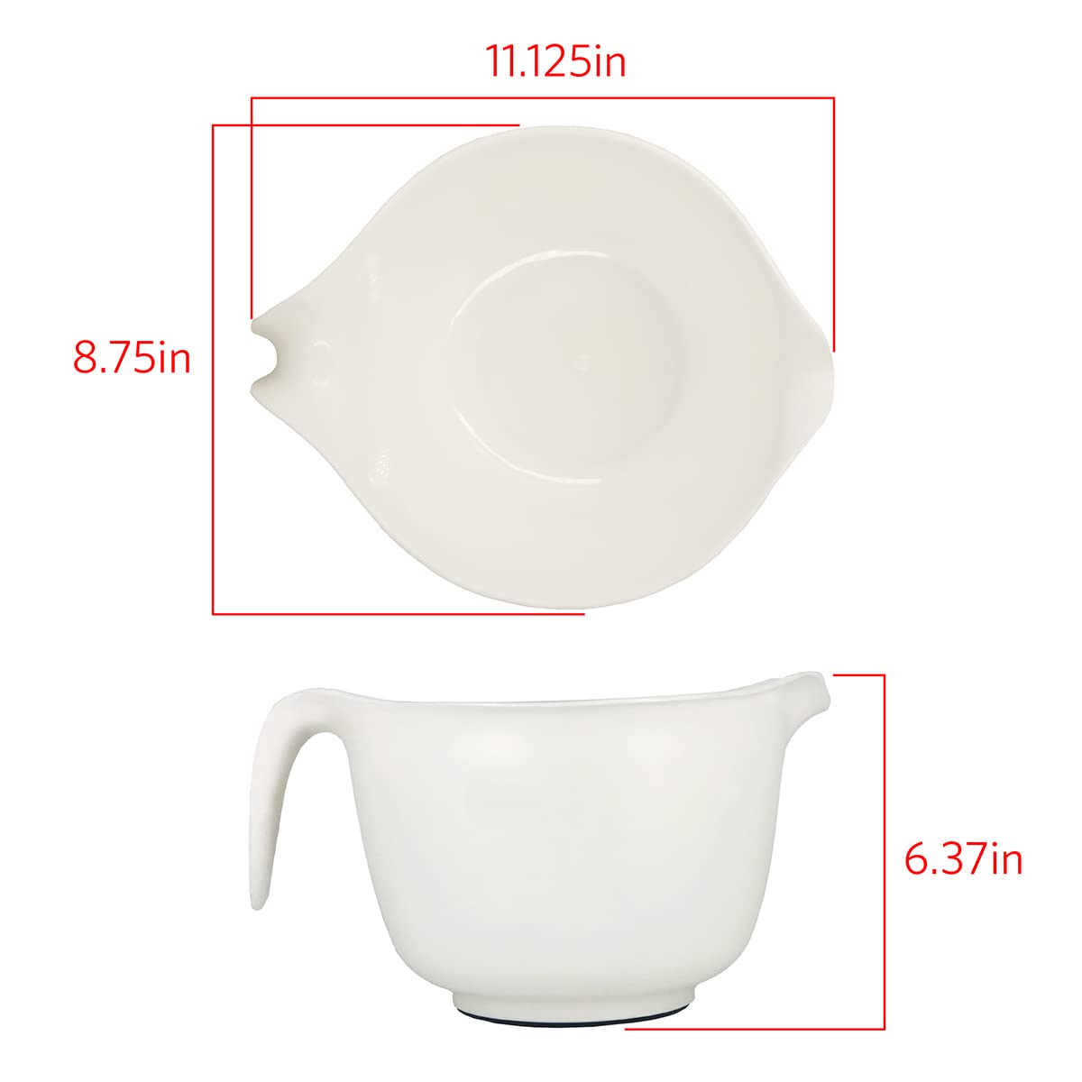 Glad Mixing Bowl with Handle – 3 Quart | Heavy Duty Plastic with Pour Spout and Non-Slip Base | Dishwasher Safe Kitchen Supplies for Cooking and Baking, White