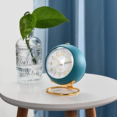 Tetino Analog Alarm Clocks,Retro Backlight Cute Simple Design Small Desk Clock with Night Light,Silent Non-Ticking,Battery Powered,for Kids,Bedroom,Travel,Kitchen,Bedside Desktop. (Orange)