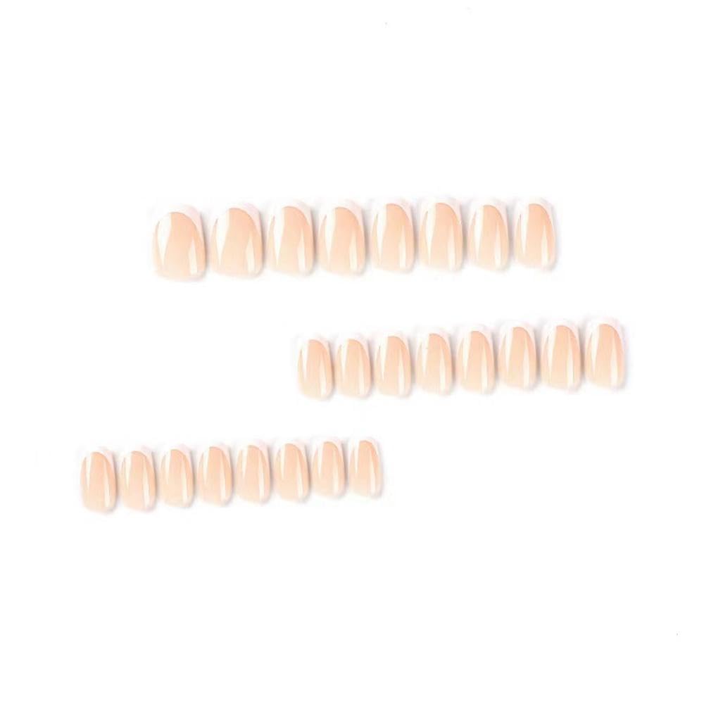 French Tip Press on Nails White Fake Nails Short Square False Nail Nude Glue on Nails Glossy Acrylic Full Cover Stick on Nail for Women DIY Nail Art Decoration 24pcs