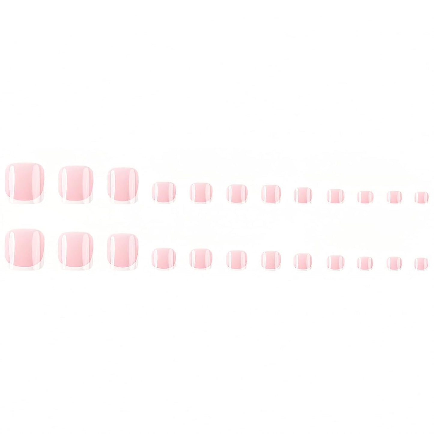 48Pcs Square Press on Nails Medium & Fake Toenails Set - White French Tip Fake Nails, Full Cover Press on Toenails - for Women 48 Pcs
