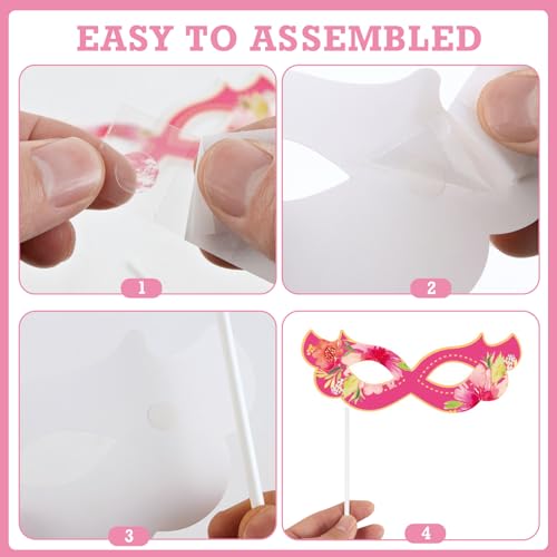 SUNBEAUTY 36 Pcs Tea Party Photo Booth Props - Pink, White, Green - Floral Pattern - Paper Material - Perfect for Parties - color: Tea Party