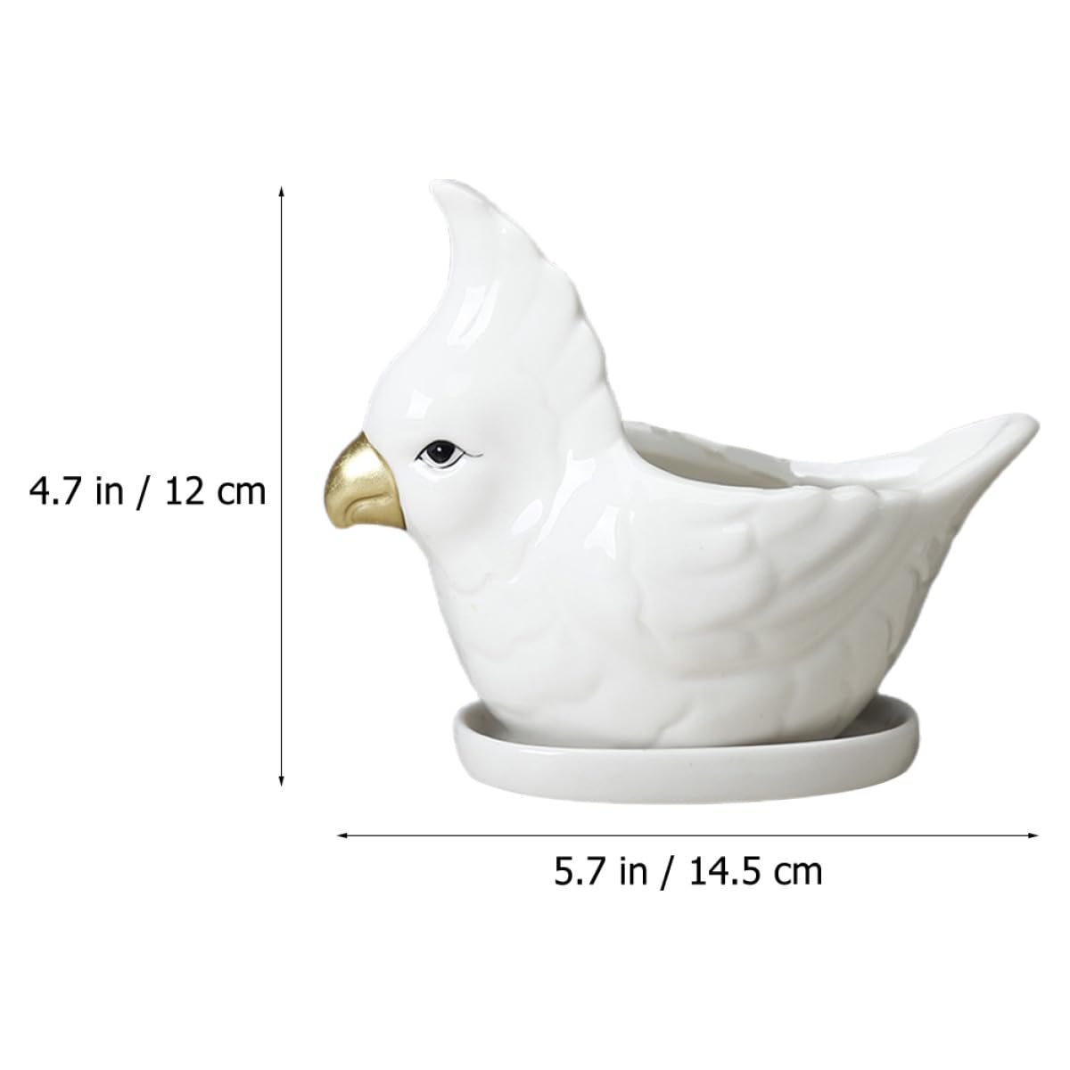 VILLCASE Ceramic Succulent Planter with Saucer Cartoon Bird Flower Pot Desktop Bonsai Pot for Indoor Balcony Gardening Decor