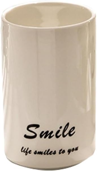 Smiley Face Ceramic Toothbrush Cup - Creative Smile Design, Practical Bathroom Cup, Perfect for Home, Dorm, or Gifts (White & A)