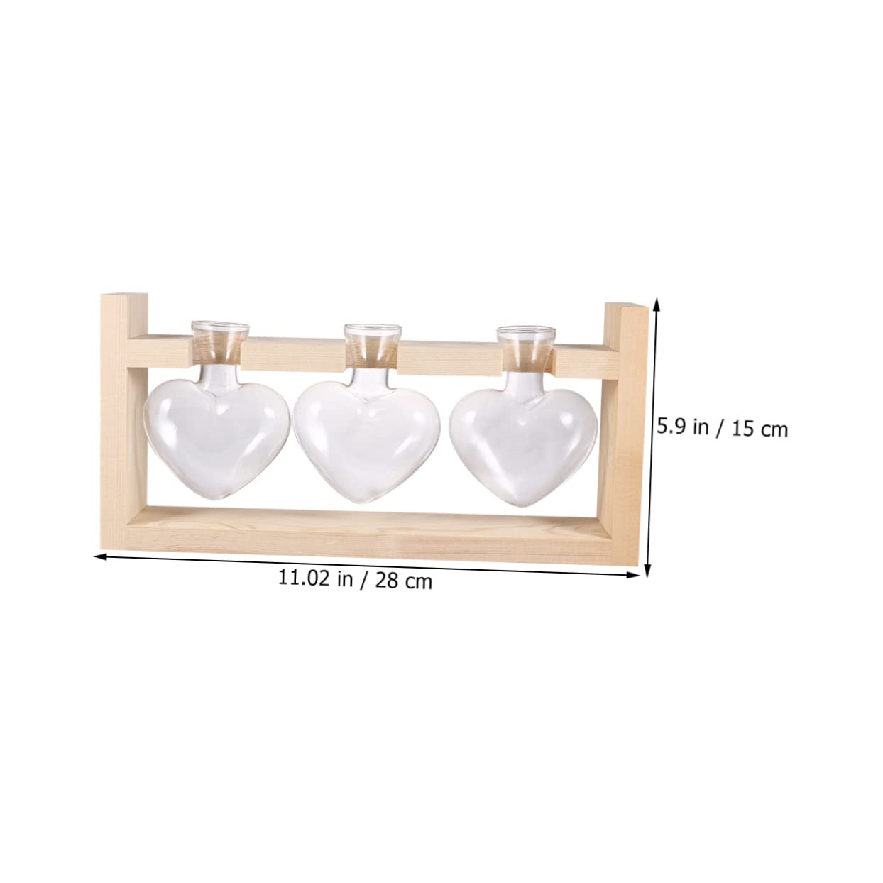 ORFOFE Heart Shaped Glass Vase with Wooden Stand Hydroponic Planter Accessory
