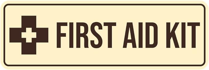Standard First Aid Kit Sign (Ivory/Dark Brown) - Medium (2 Pack)