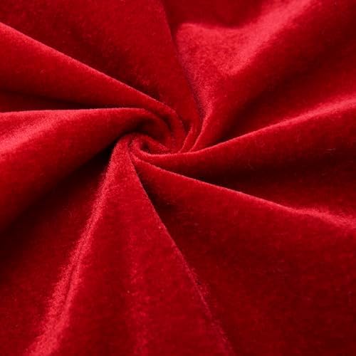 Christmas Velvet Tree Skirt, 48 inches Large Fur Plush Tree Skirts, Xmas Tree Skirt for Holiday Ornaments Party Rustic Vintage Christmas Tree Decorations (Red)