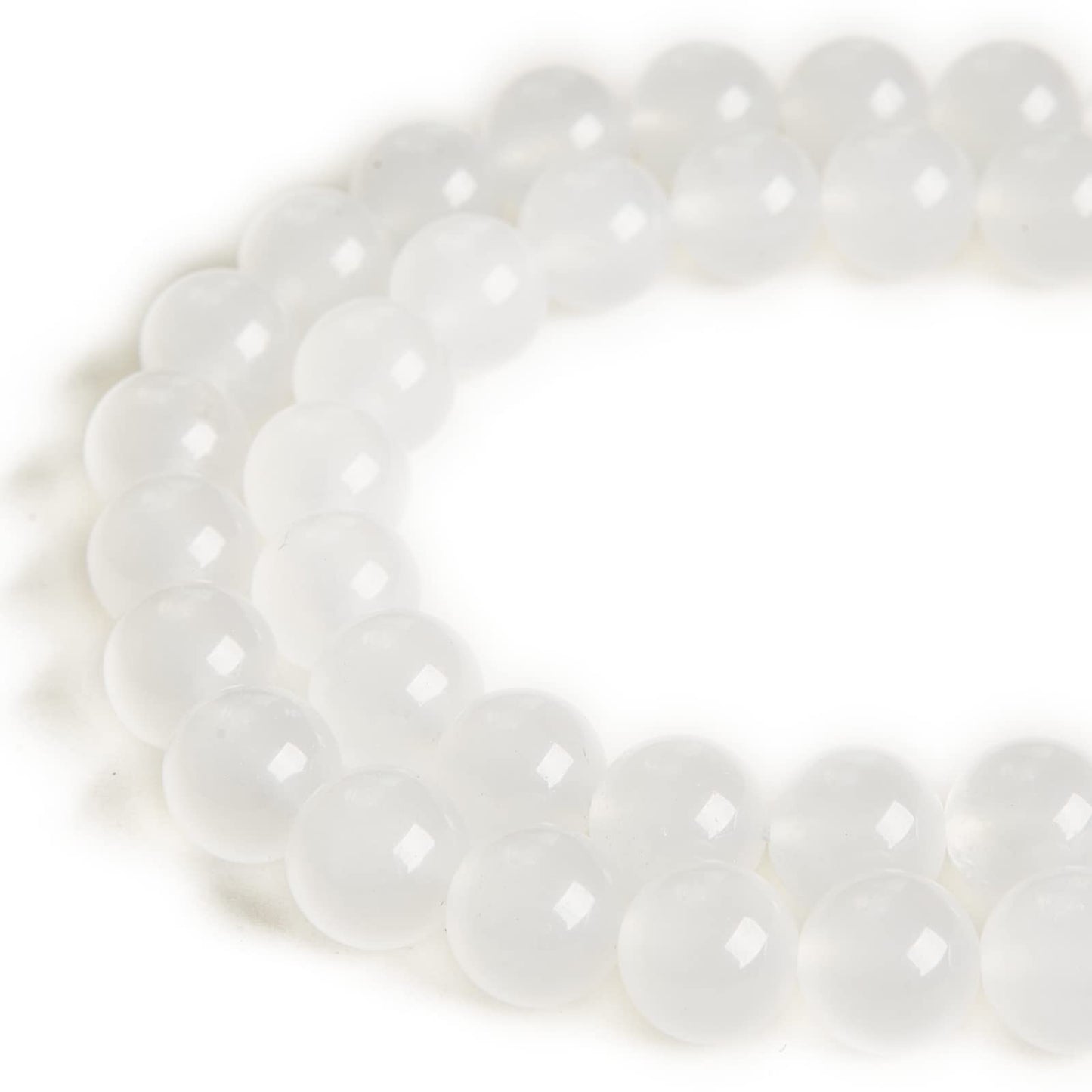60pcs 6mm White Chalcedony Beads Natural Gemstone Beads Round Loose Beads for Jewelry Making