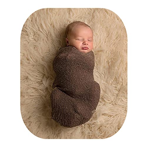 Newborn Photography Props Wrap Stretch Long Ripple Blanket Yarn Baby Photo Props Boy Girl Cloth Fabric Layer - color: Coffee
