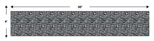 Beistle Brick Stone Wall Backdrop, 4’ x 30’ – Medieval Party Decorations, Medieval Decor Background, Photo Backdrop, Easy to Adhere Wall Covering, Stone Backdrop, Halloween Party Decorations - style: Stone Wall