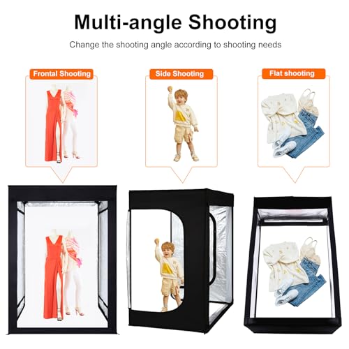 48"x64"x40" Large Photo Studio Light Box Photography, 8 Light LED Panels Dimmable Shooting Tent with 3 Color Backdrops Continuous Lighting Softbox for Model Clothing Photography - size: 48x64 in (8 LED Strips)