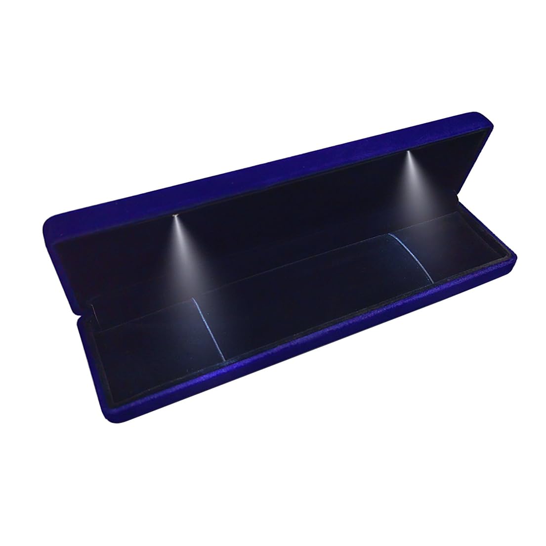 GBYAN Velvet Chain Necklace Box with LED Light, Long Bracelet Storage Case, Jewelry Display Gift Box for Engagement, Anniversary,Wedding and Birthday,Blue