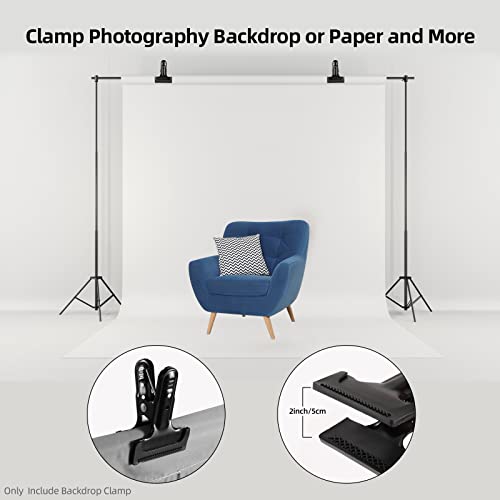 Backdrop Clips 8 Pack Heavy Duty Spring Clamps Muslin Photography Background Clips with Protective Rubber Large Backdrop Clamps for Backdrop Stand, Photo Studio