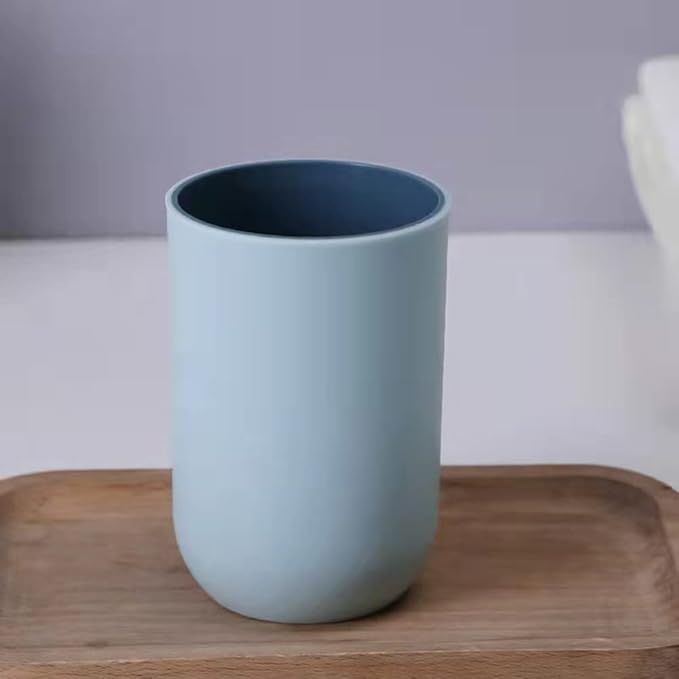 Unbreakable Reusable Drinking Cups Set of 2 Colors, Plastic Toothbrush Cup Tumblers 300 ml/10.5 oz, Dishwasher Safe (Light blue & Light blue)