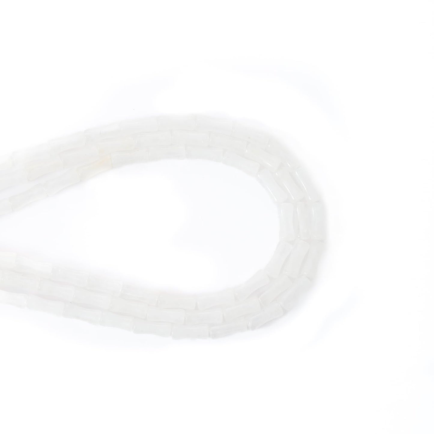 5x12mm Natural White Jade Stone Bamboo Shape Gem Healing Energy Loose Spacer Beads for DIY Necklace Bracelet Earring