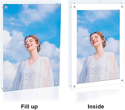 8x8 Acrylic Picture Frame Clear Double Sided Magnetic Picture Frame Desktop Display with Photo Frame Support Stand Best Gift for Family, Baby, Document Photo Frames- Free Soft Microfiber - size: 8x8"-1