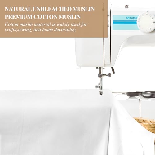 PEASUG 100% Cotton Muslin Fabric,59 inch x 10 Yards Bleached Muslin Fabric by The Yard, Medium Weight Draping Fabrics Suitable for Sewing Embroidery, Garments, Crafts Material-White - color: Bleached, size: 10 Yards