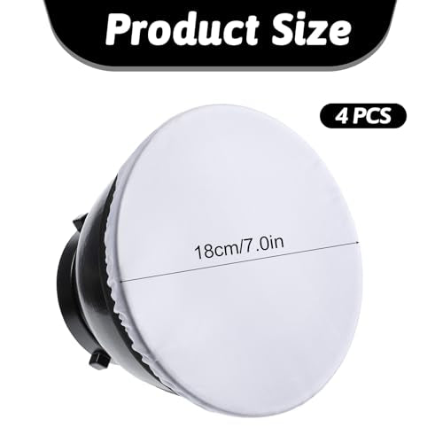 7"/18cm Light Diffuser, 4 PCS Diffuser Lamp Sock Soft Cover Soft White Diffusers Standard Cloth Diffusers Light Sock Softens The Light-Output, Lampshade Reflector Great for Studio Strobe Reflectors
