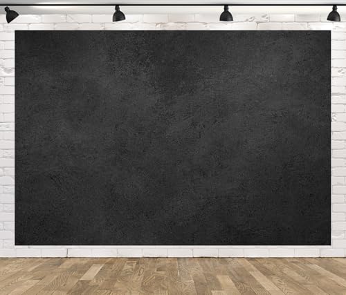 BELECO 9x6ft Fabric Solid Black Wall Backdrop Rough Stone Concrete Texture Black Wall Background for Party Decorations Banner Photoshoot Props - size: 9x6FT