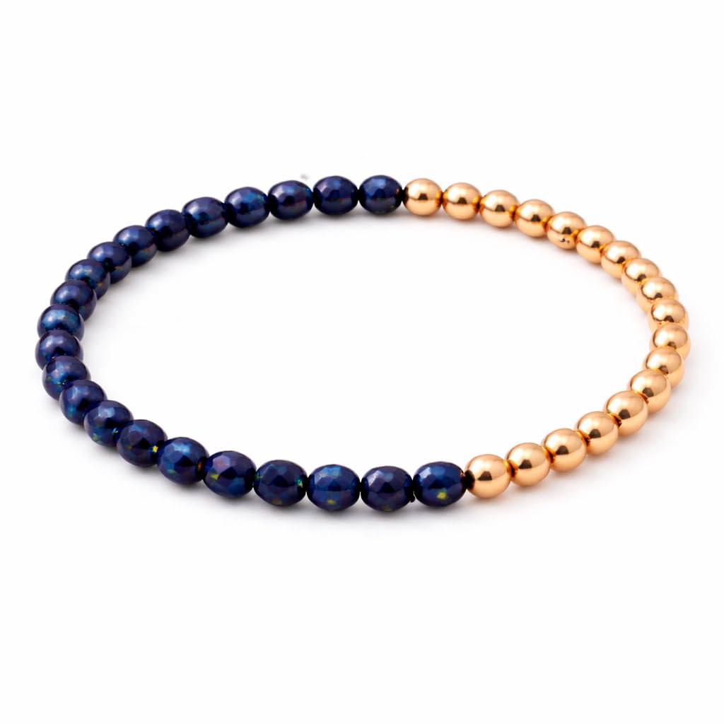 The Blue Yogi Lapis Lazuli & Natural Copper Bead Bracelet for Men & Women – Healing Crystal Energy Bracelet for Protection & Positivity