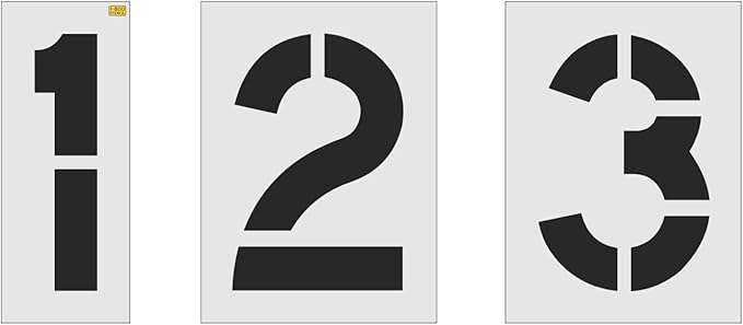 24" Wide Amazon Number Kit Stencil - Parking Lot Pavement Stencils - 1/16" (.063") Light-Duty LDPE - Complete Set