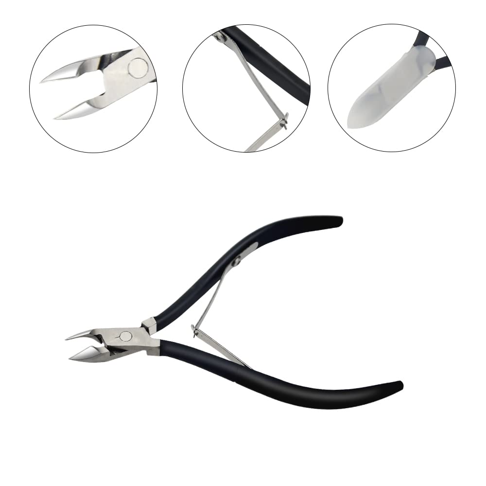 XINMEIWEN 8Pieces Cuticle Trimmer Cuticle Nipper Cuticle Remover Cuticle Cutter with Cuticle Pusher Stainless Steel Cuticle Cutter Clipper Nail Tools for Fingernails and Toenails (Black)