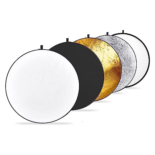 NEEWER 12"/30cm Light Reflector Light Diffuser 5 in 1 Collapsible Multi Disc with Bag - Translucent, Silver, Gold, White, and Black for Photography - size: 30cm