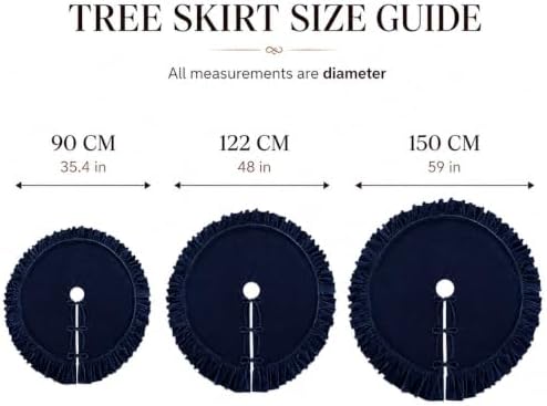 Christmas Tree Skirt,Velvet Tree Skirt with Ruffled Edge, Classic Large Velvet Fur Plush Tree Skirt for Merry Christmas(Nevy,48Inch)