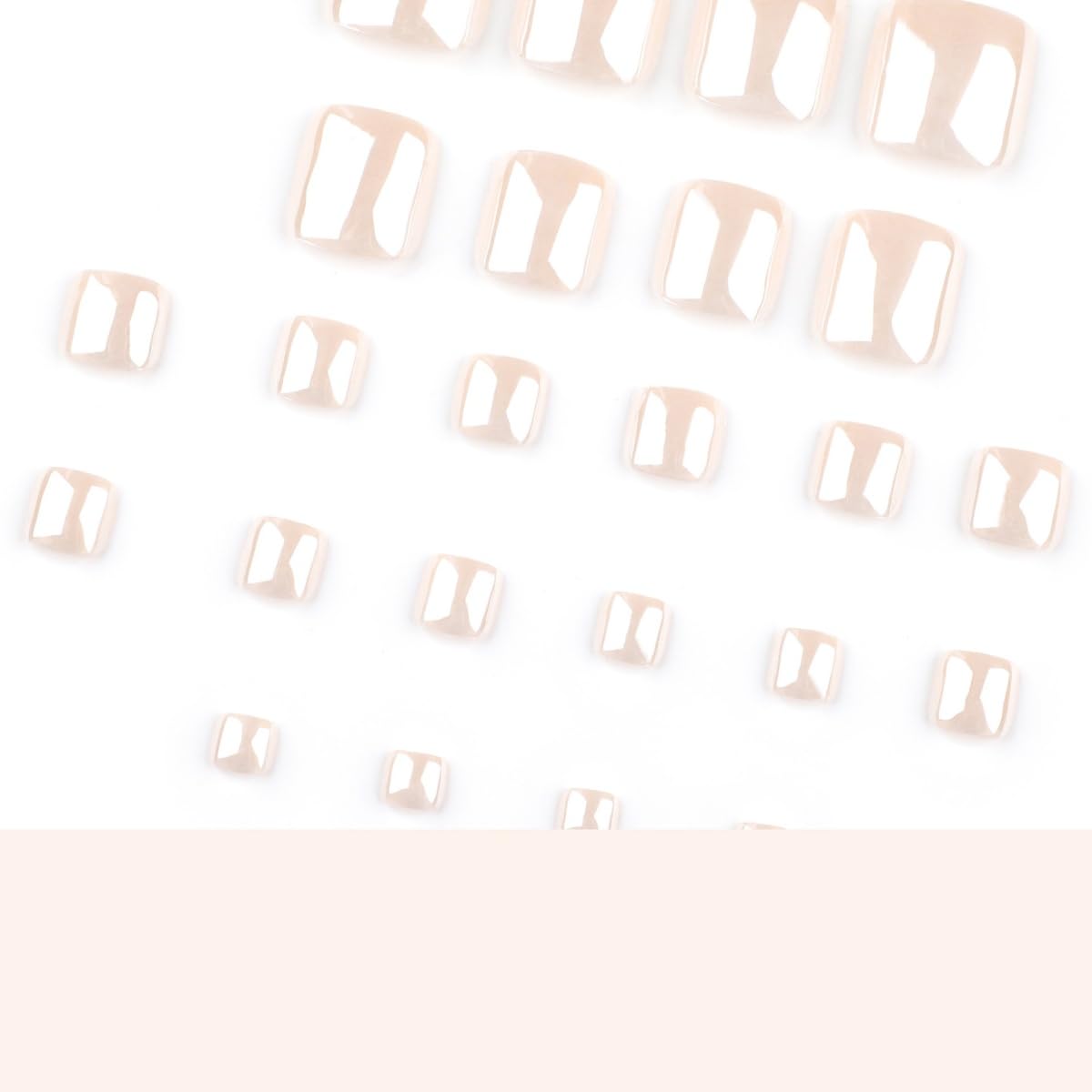 Chrome Press on Toenails‌ Short Square Fake Toe Nails with Aurora Solid Color Designs Full Cover Acrylic Artificial False Toenails Glossy Pearl White Stick on Toenails‌ for Women Manicure 24Pcs