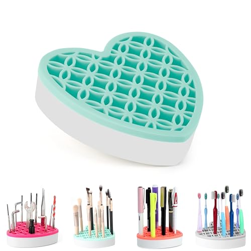 Silicone Makeup Brush Holder, Cosmetic Organizer, Pen Holder for Desk, Pencil Case, Sewing Tool, Beauty Tool, Brushes, Scissors, Toothbrush Holders (Blue) - color: Blue