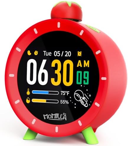 MOMILLA Kids Alarm Clock, Color Display 4 Alarms, Visual Timer for Bedrooms