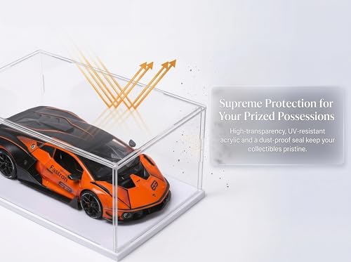 Clear Acrylic Display Case, Assemble Cube Display Box Stand with PVC Material White Base, Dustproof Protection Showcase for Collectibles Memorabilia Figurines (8*8*8inch;20*20*H20cm) - size: 8 x 8 x 8 in