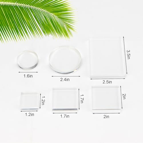 6 Pcs Clear Acrylic Blocks Wedding Flat Lay Props, Solid Acrylic Riser Styling Photography Clear Stamp Display Block Set Props Wedding, Acrylic Pedestal Crystal Blocks for Ring Geodes Crafts