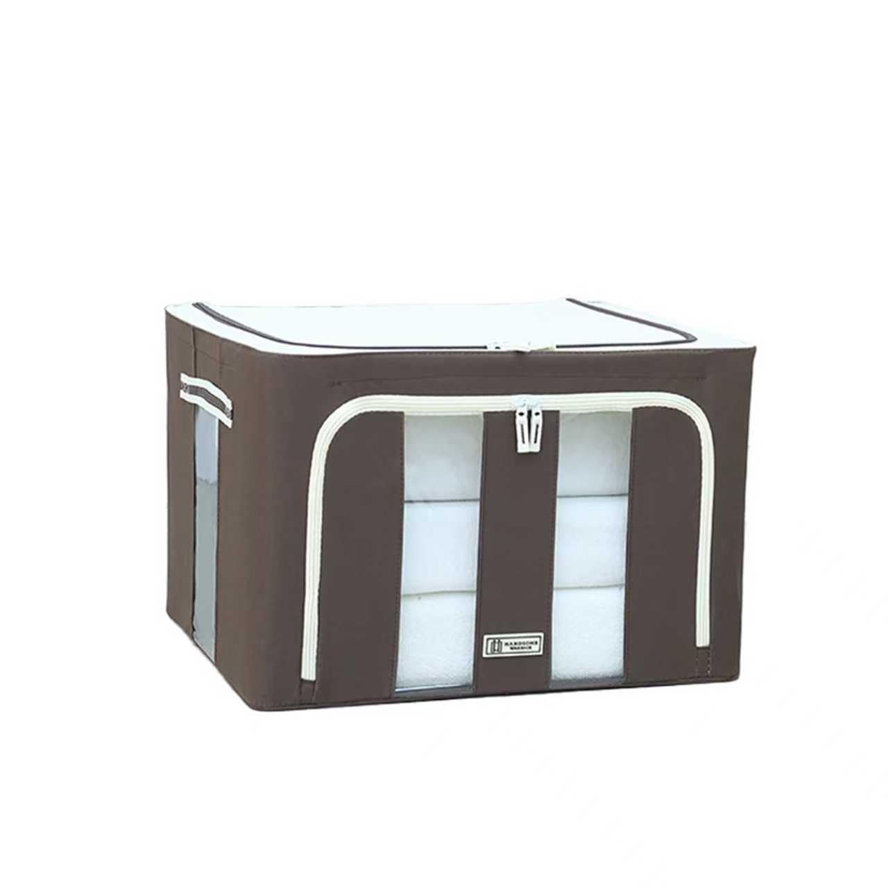 Tesiagar Storage Bin with Lids, 600D Oxford Fabric, Foldable, 4 Thick Solid Steel Frames, 2 Zippers & Windows, Container Organizer for Clothes,Sock, Underclothes, Book.Dorm,Car, Kid Center (24 L)