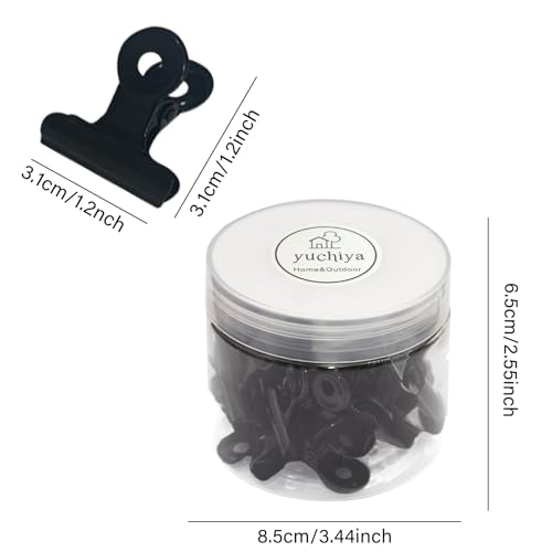 YUCHIYA 20 Pack Metal Clips with 20 Push-pins, Mini Binder Clips, Black (1.25 Inch) - color: Black, size: 1.2 inch