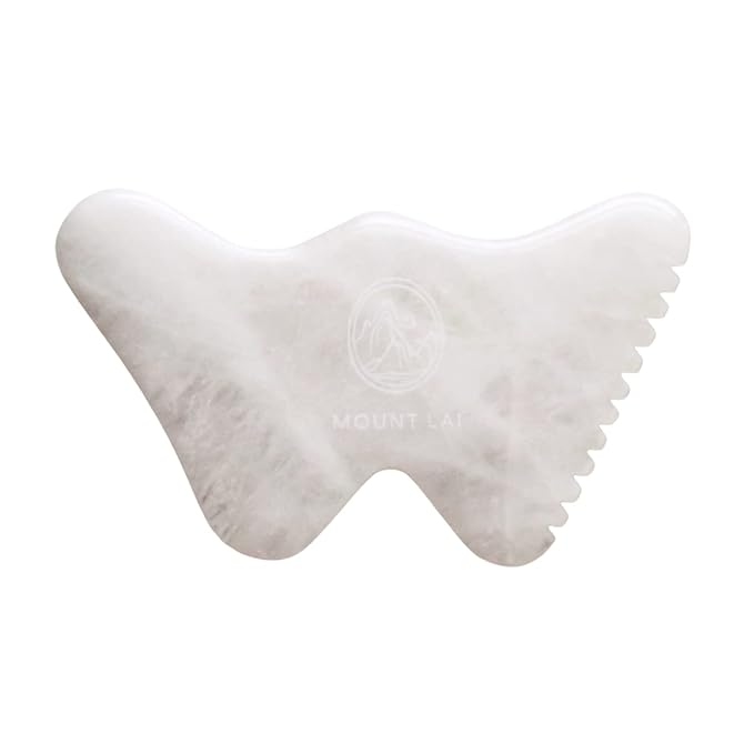 Mount Lai Vitality Qi White Jade Gua Sha Facial Tools Sculpting Tool with Protective Pouch - Face & Body Guasha Tools for Self-Care, Sculpting, Puffiness Relief & Muscle Tension Massage