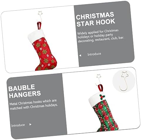 Christmas Star Hook Metal Wire Hooks for Xmas Tree Ornaments Decorative Hanger for Baubles