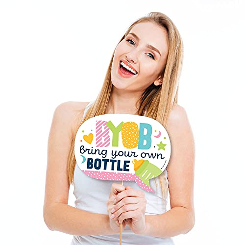 Big Dot of Happiness Funny Colorful Baby Shower - Gender Neutral Party Photo Booth Props Kit - 10 Piece