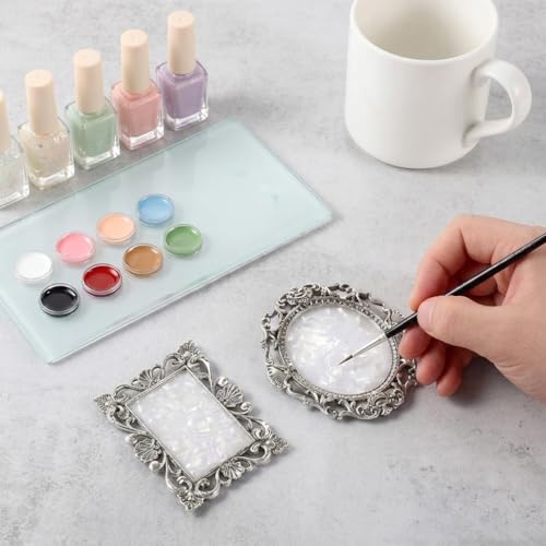 Nail Art Plate, 2 Pcs Nail Mixing Palette Polish Color Mixing Plate Nail Holder Nail Art Display Board, Nail Art Display Tools Photography Props(Sliver) - color: Silver/Two Pieces