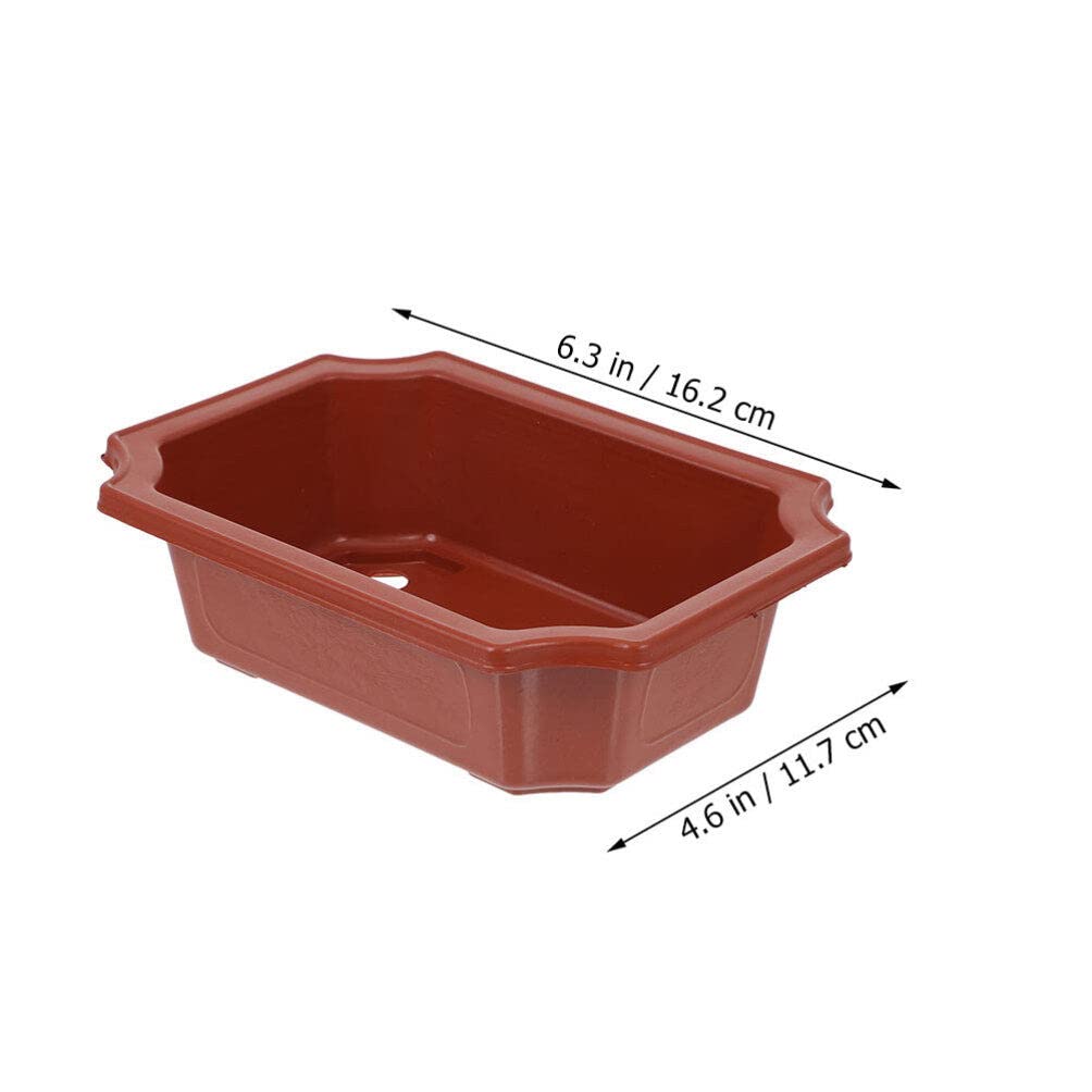 Healeved 10Pcs Small Bonsai Pot with Drainage Holes 6.3in X 4.6in Rectangular Bonsai Training Pots Plastic Flowerpot for Indoor Succulents Cactus Plants Growing Planter for Garden