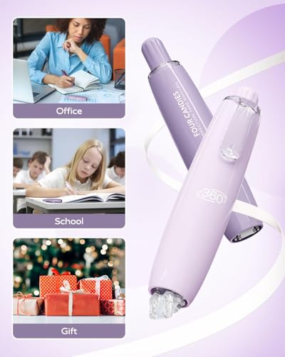Office Accessories,Refillable Retractable White Correction Tape, 4PCS Smooth White Pull-Out Tape with 4 Extra Refills, Easy to Use for Instant Corrections for Office, School Supplies (Purple)