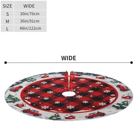 Snowflakes Car Farmhouse Buffalo Plaid Christmas Tree Skirts 36", Xmas Tree Cloth Mats Trees Skirts for Decor Gift, Home Decoration