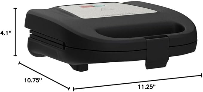 Hamilton Beach Electric Sealed Sandwich Maker Grill with PFAS-Free Nonstick Plates, Makes Stuffed French Toast, Omelets, Compact & Easy to Store, Black (25430G)